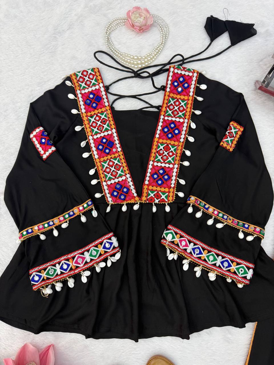 Heavy Rayon Silk Top Plazo Set with Real Mirror Embroidery &amp; Kodi Work | Ready to Wear