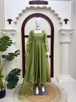 Designer Salsa Silk Gown with Pent & Dupatta Set