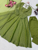 Designer Salsa Silk Gown with Pent & Dupatta Set