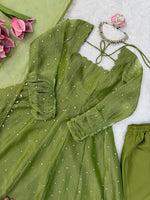 Designer Salsa Silk Gown with Pent & Dupatta Set
