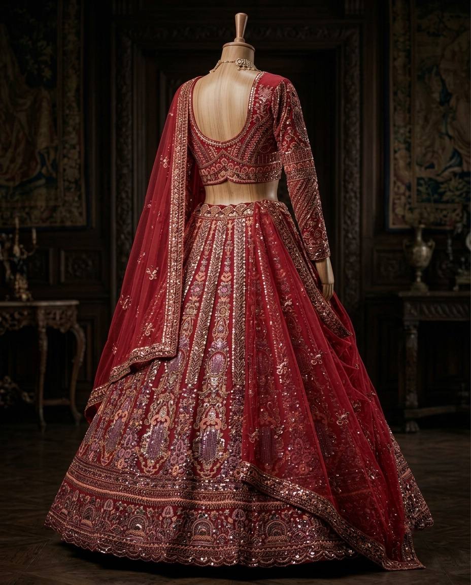 Butterfly Net Lehenga with Sequins Embroidery &amp; Cancan Canvas Layers | Semi-Stitched