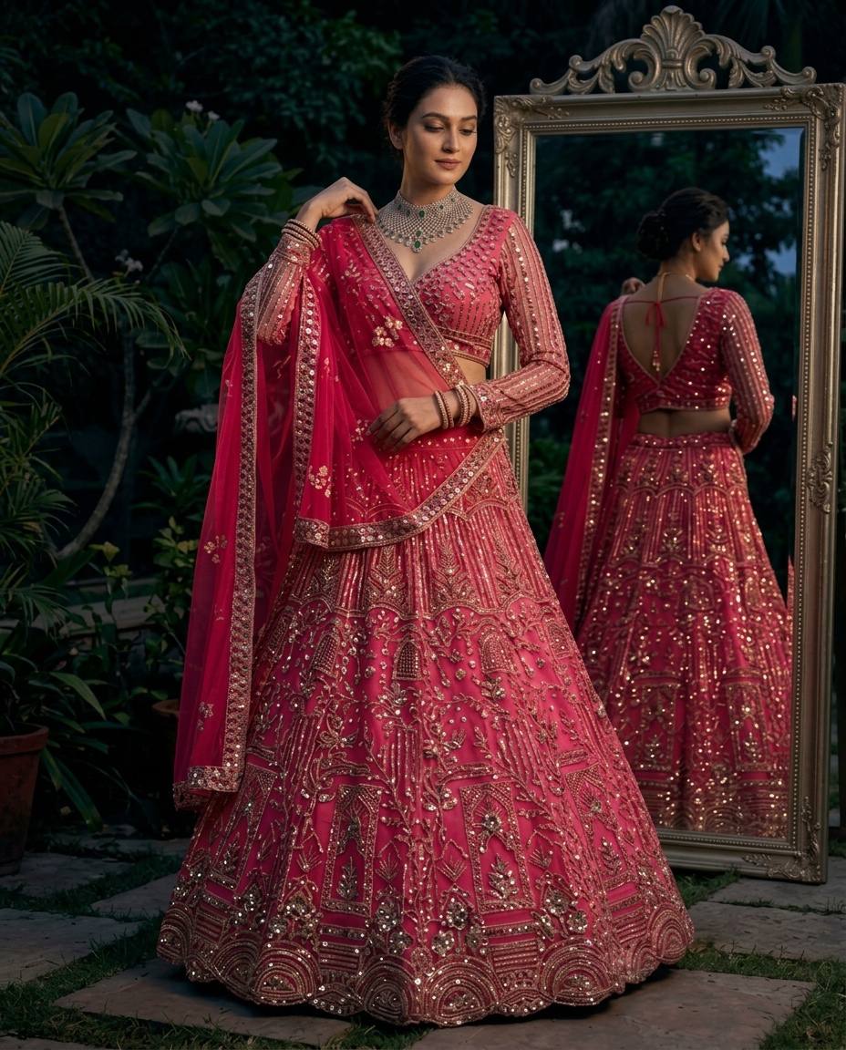 Soft Net Lehenga with Coding Sequins Work &amp; Cancan Canvas Layers | Semi-Stitched