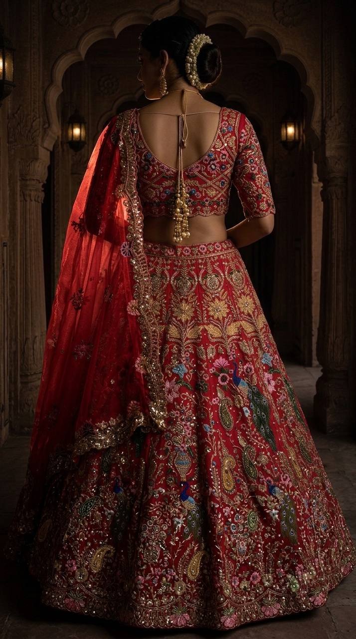 Fox Georgette Lehenga with Sequins Embroidery Work &amp; Cancan Canvas Layers | 4 Meter Flare | Semi-Stitched