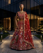 Fox Georgette Lehenga with Sequins Embroidery Work &amp; Cancan Canvas Layers | 4 Meter Flare | Semi-Stitched