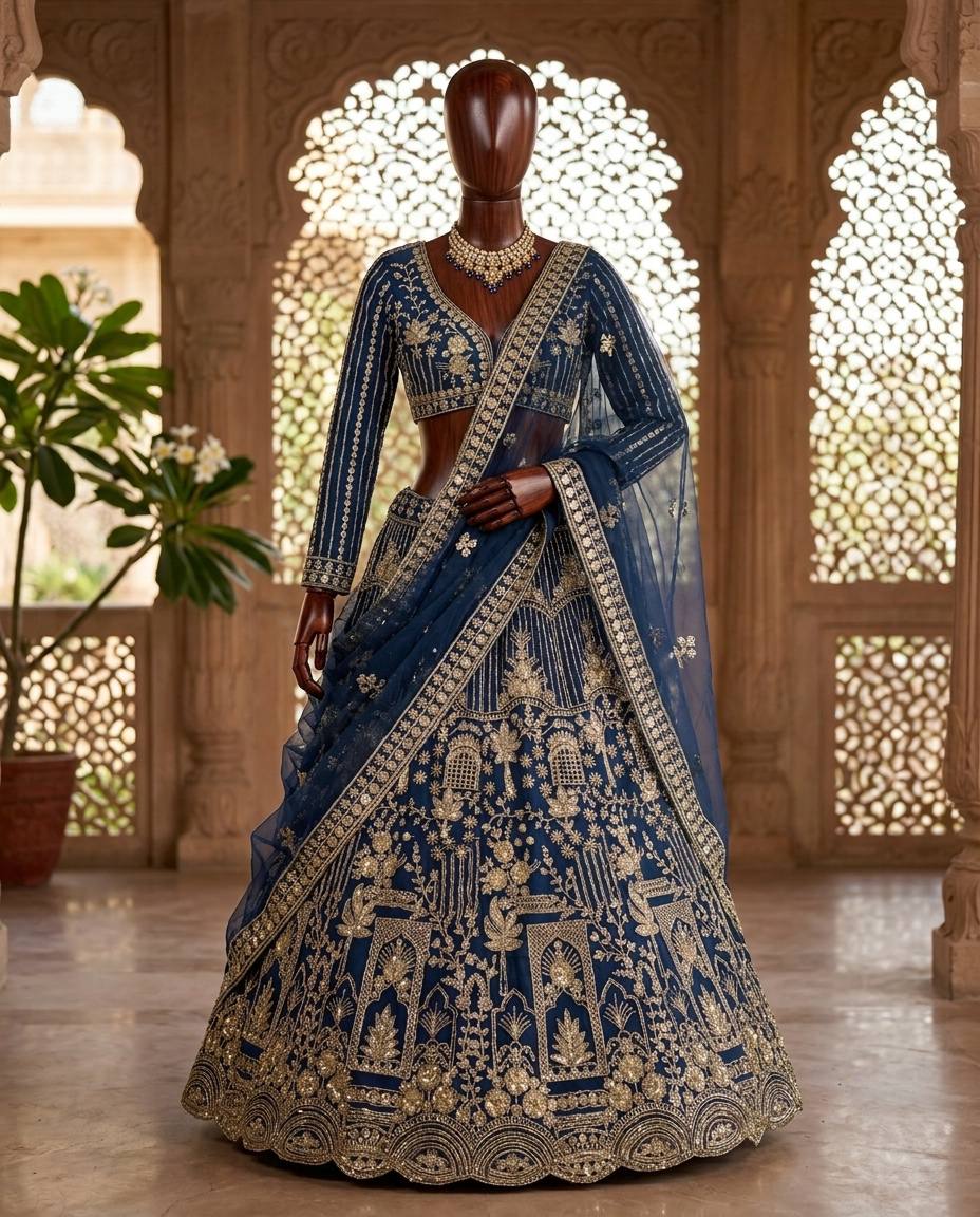 Soft Net Lehenga with Coding Sequins Work &amp; Cancan Canvas Layers | Semi-Stitched