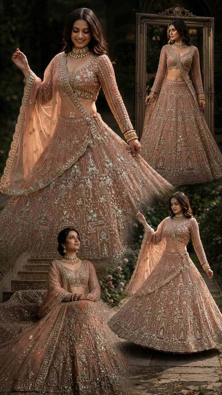 Soft Net Lehenga with Coding Sequins Work &amp; Cancan Canvas Layers | Semi-Stitched