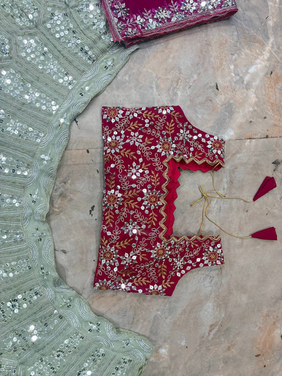 Georgette Sequins Embroidery Lehenga with Butterfly Net Dupatta