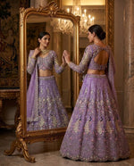 Soft Butterfly Net Lehenga with Coding Sequins Work &amp; Cancan Canvas Layers | Lavender