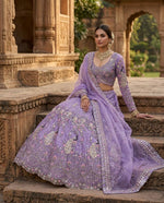 Soft Butterfly Net Lehenga with Coding Sequins Work &amp; Cancan Canvas Layers | Lavender