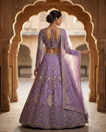 Soft Butterfly Net Lehenga with Coding Sequins Work &amp; Cancan Canvas Layers | Lavender