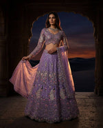 Soft Butterfly Net Lehenga with Coding Sequins Work &amp; Cancan Canvas Layers | Lavender