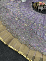 Soft Butterfly Net Lehenga with Coding Sequins Work &amp; Cancan Canvas Layers | Lavender