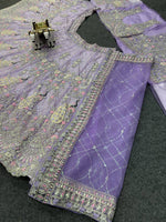 Soft Butterfly Net Lehenga with Coding Sequins Work &amp; Cancan Canvas Layers | Lavender