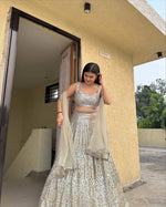 Premium Faux Georgette Lehenga with Sequins Embroidery &amp; Butterfly Net Dupatta