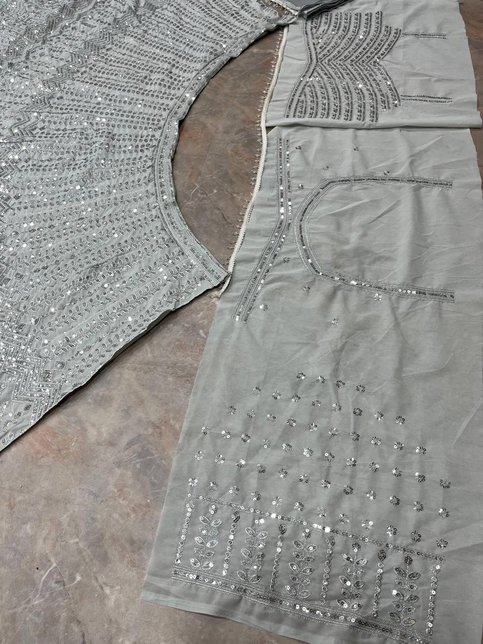 Premium Faux Georgette Lehenga with Sequins Embroidery &amp; Butterfly Net Dupatta