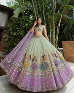 Navratri SpecialPremium Star Georgette Lehenga with Digital Print &amp; Real Mirror Work