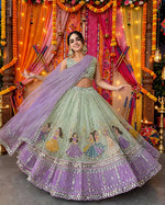 Navratri SpecialPremium Star Georgette Lehenga with Digital Print &amp; Real Mirror Work