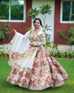 Navratri Special Muslin Silk &amp; Fox Georgette Lehenga with Digital Print &amp; Foil Mirror Work