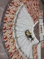 Navratri Special Muslin Silk &amp; Fox Georgette Lehenga with Digital Print &amp; Foil Mirror Work