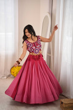 NAVRATRIHeavy Rayon Lehenga Choli with Fancy Lagdi Patta Lace &amp; Mirror Work | Fully Stitched