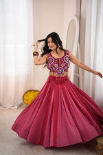 NAVRATRIHeavy Rayon Lehenga Choli with Fancy Lagdi Patta Lace &amp; Mirror Work | Fully Stitched
