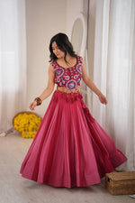 NAVRATRIHeavy Rayon Lehenga Choli with Fancy Lagdi Patta Lace &amp; Mirror Work | Fully Stitched