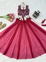 NAVRATRIHeavy Rayon Lehenga Choli with Fancy Lagdi Patta Lace &amp; Mirror Work | Fully Stitched