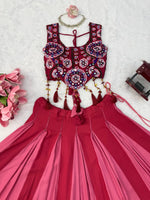 NAVRATRIHeavy Rayon Lehenga Choli with Fancy Lagdi Patta Lace &amp; Mirror Work | Fully Stitched