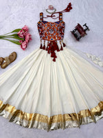 NAVRATRI Heavy Rayon Lehenga Choli with Fancy Lagdi Patta Lace &amp; Mirror Work