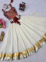 NAVRATRI Heavy Rayon Lehenga Choli with Fancy Lagdi Patta Lace &amp; Mirror Work