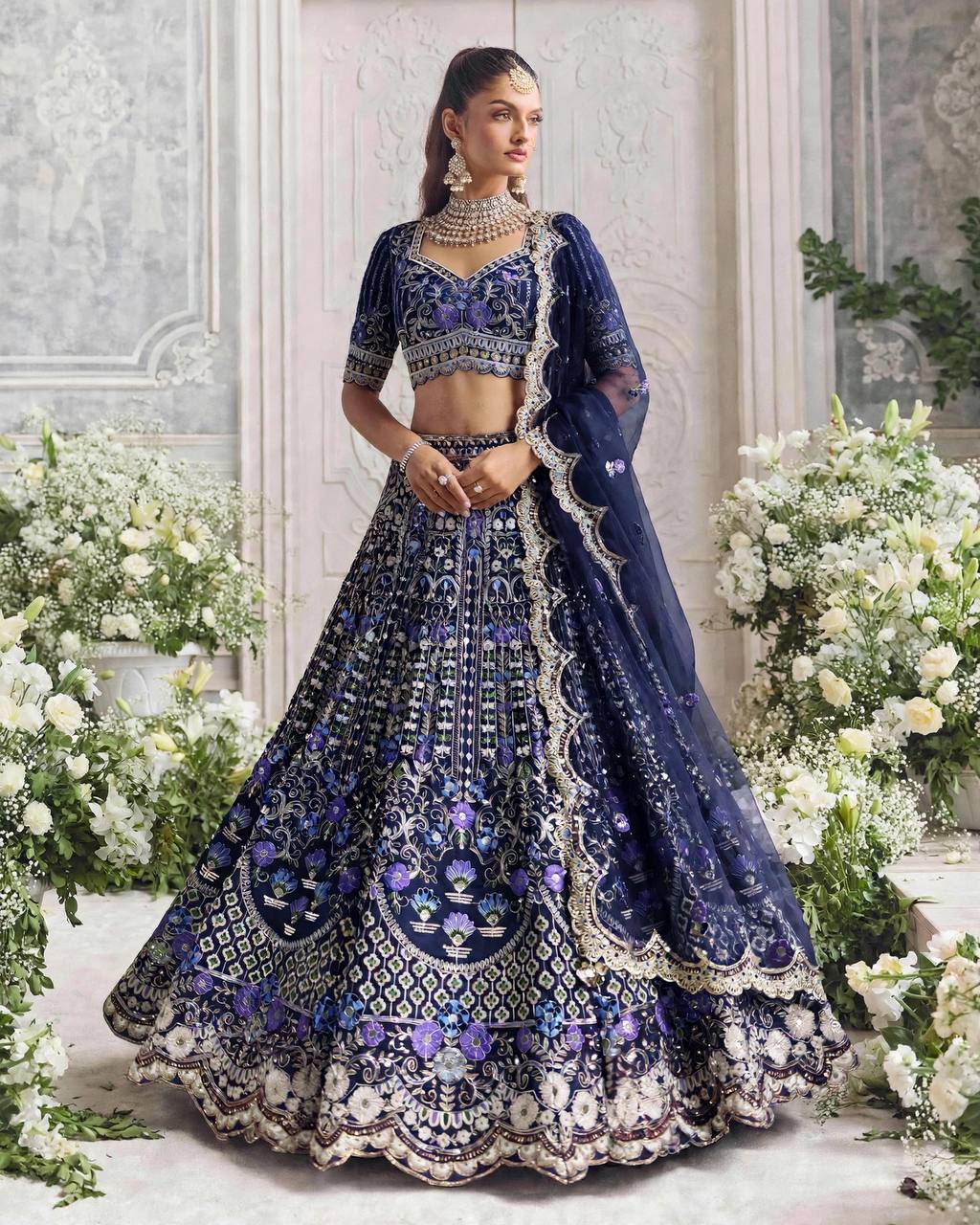 BLUE WEDDING BRIDAL DESIGNER LEHENGA