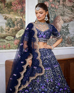 BLUE WEDDING BRIDAL DESIGNER LEHENGA