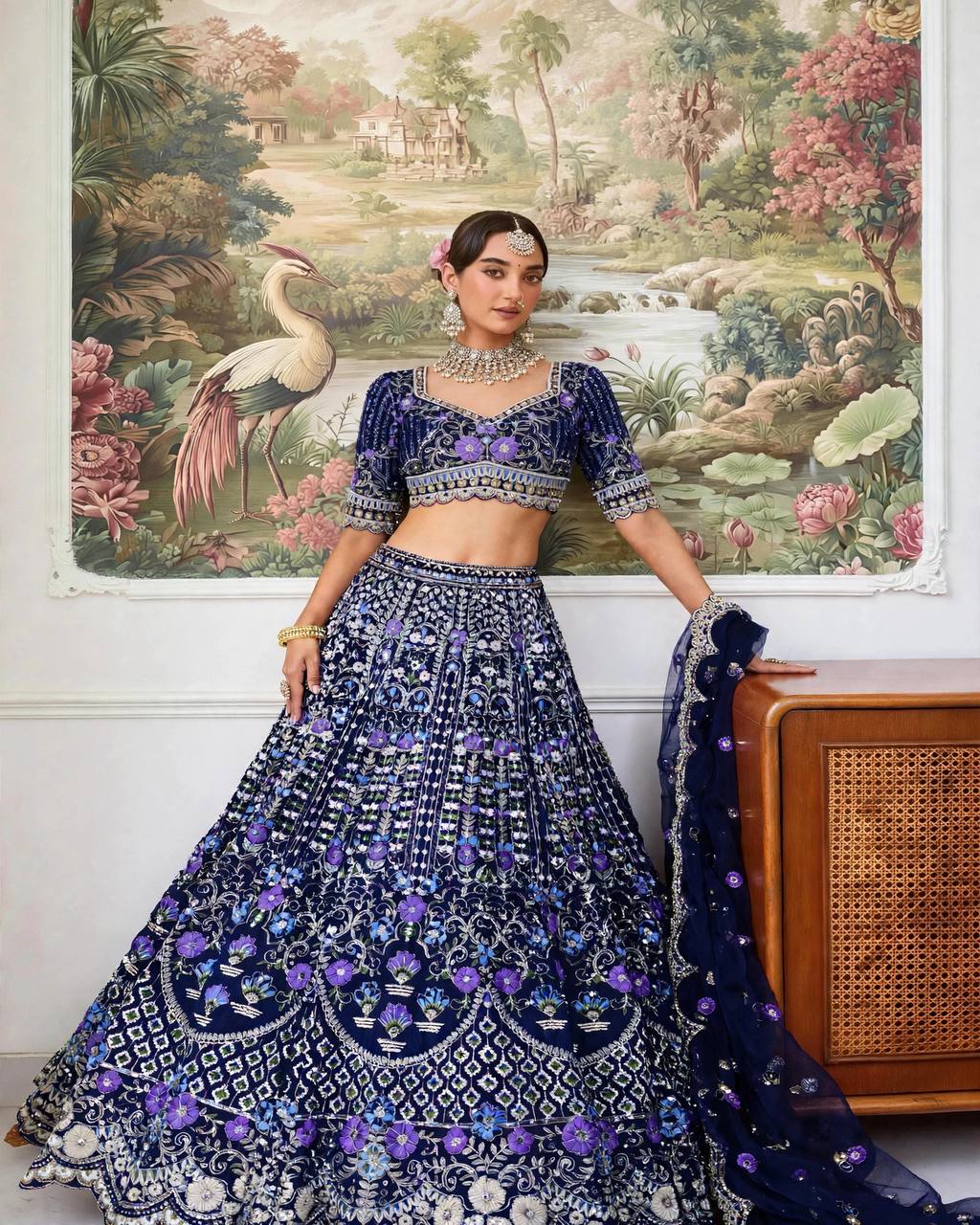 BLUE WEDDING BRIDAL DESIGNER LEHENGA