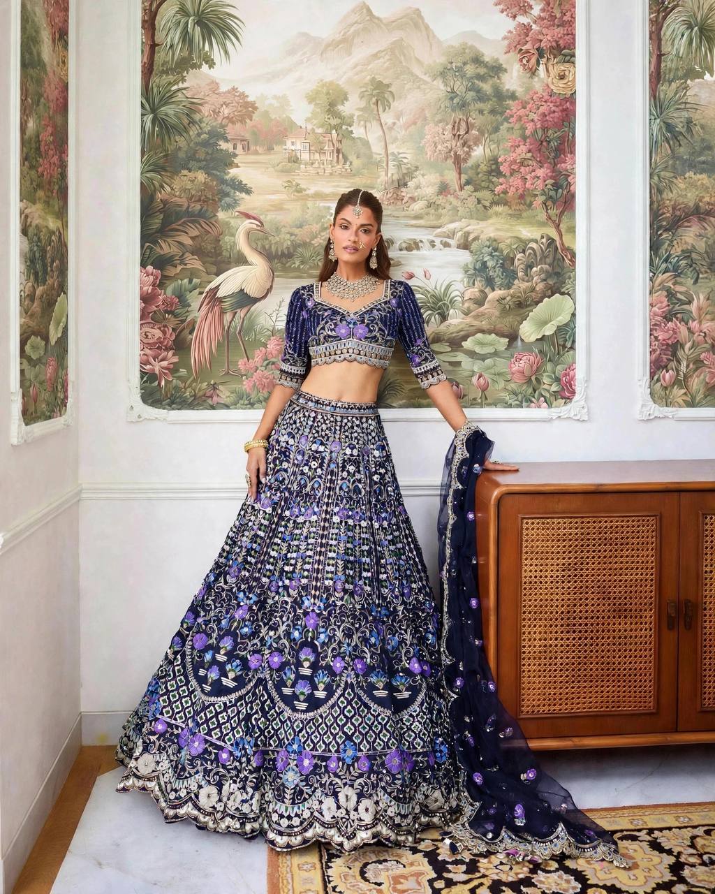 BLUE WEDDING BRIDAL DESIGNER LEHENGA