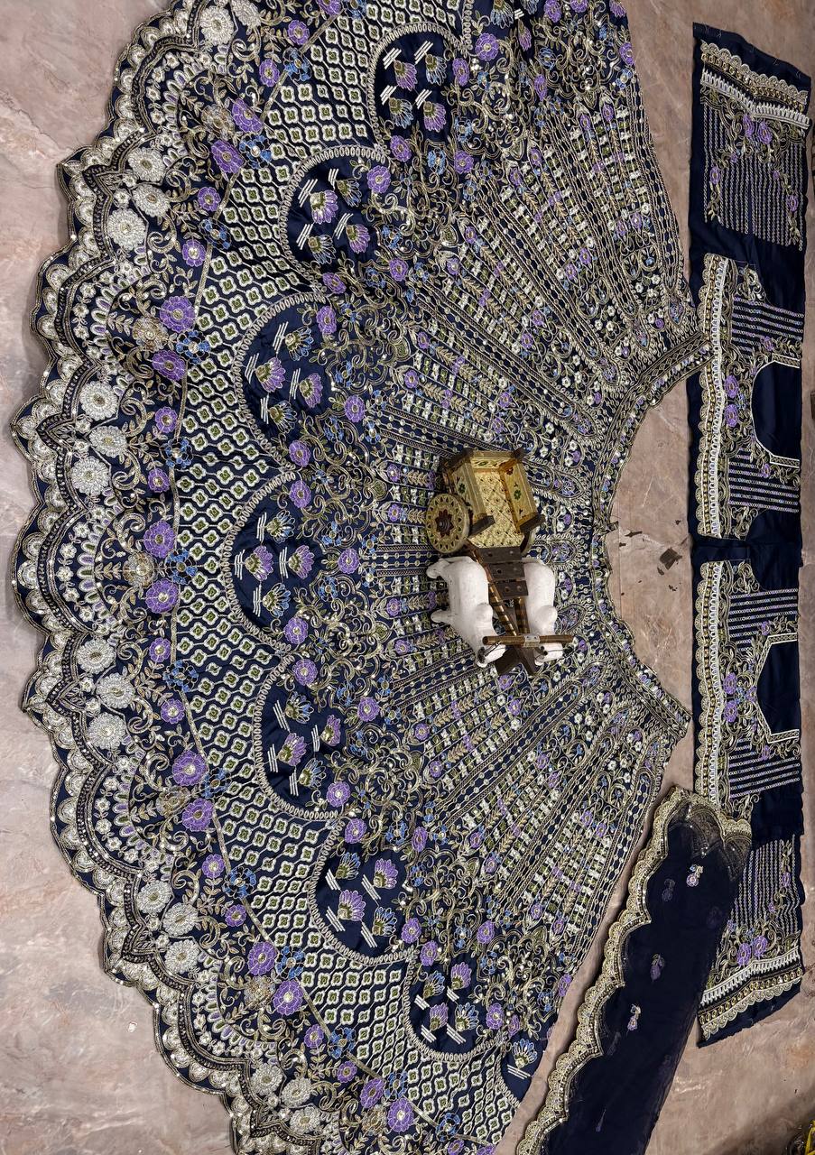 BLUE WEDDING BRIDAL DESIGNER LEHENGA