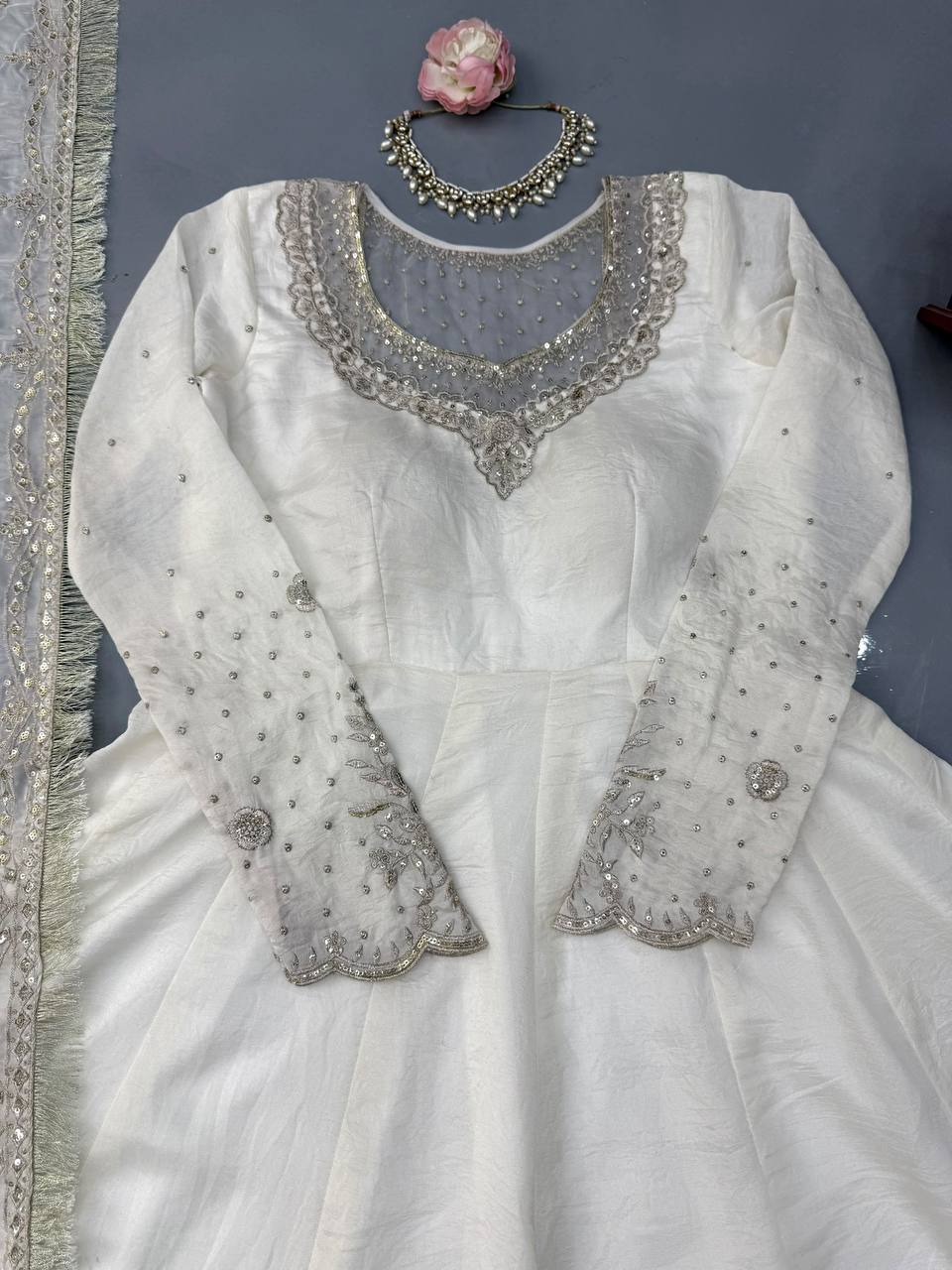 DESIGNER ANARKALI SUITWITH ORGANZA DUPATTA