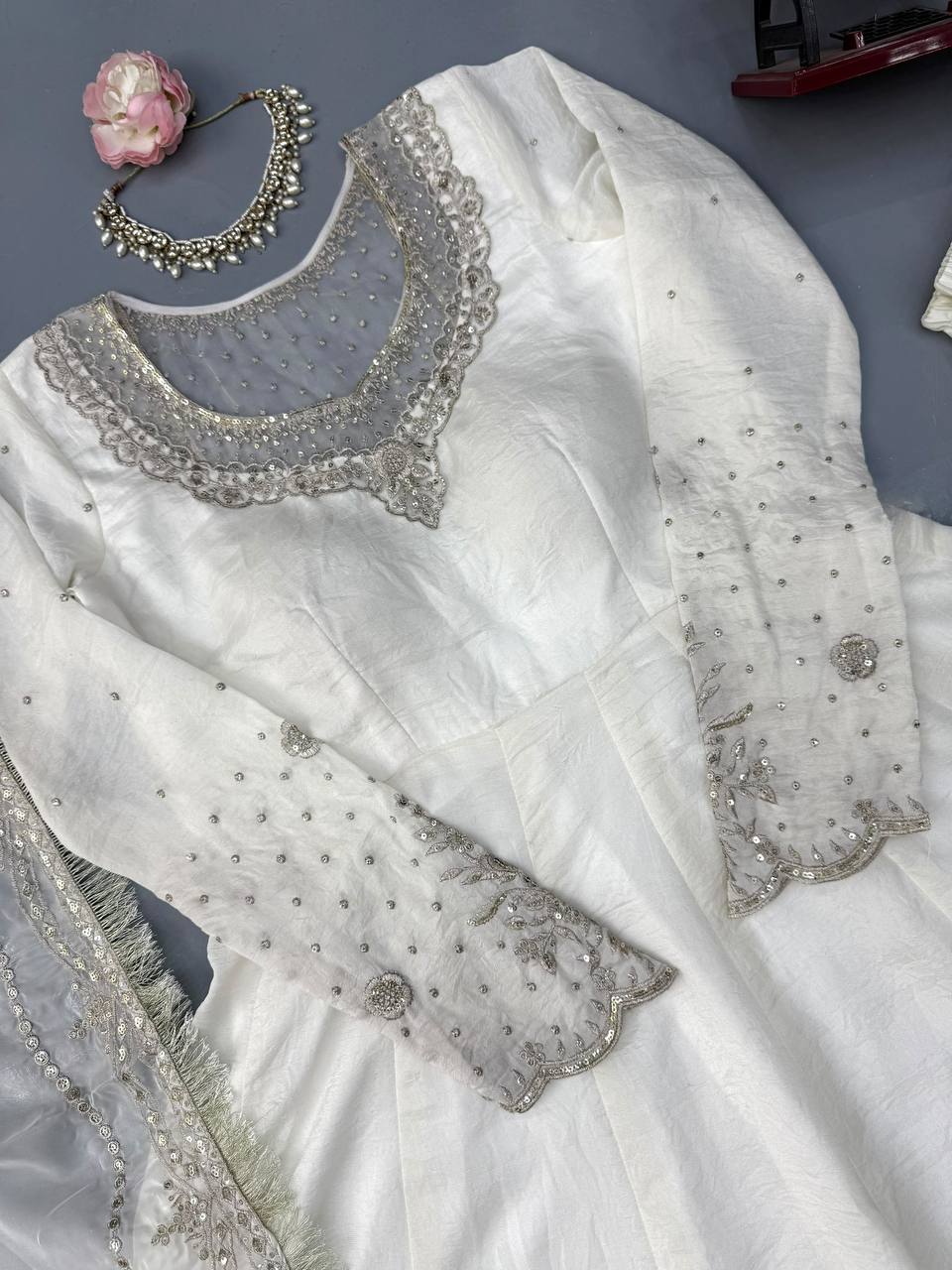 DESIGNER ANARKALI SUITWITH ORGANZA DUPATTA