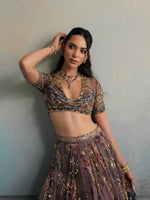 Georgette Lehenga with Digital Print &amp; Sequence Figure Work | Can-Can Canvas Layers
