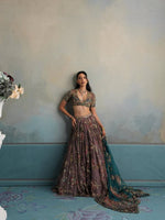Georgette Lehenga with Digital Print &amp; Sequence Figure Work | Can-Can Canvas Layers