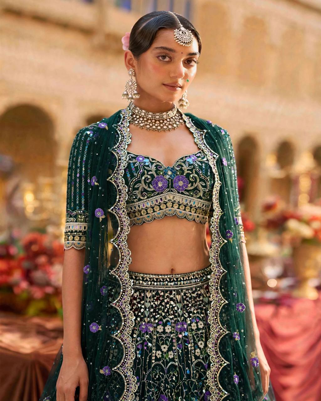 WEDDING BRIDAL GREENHEAVY MONO SATIN SILK