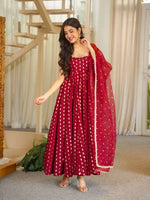 Anarkali Set with Fancy Lace &amp; Butterfly Net Dupatta
