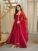 Anarkali Set with Fancy Lace &amp; Butterfly Net Dupatta
