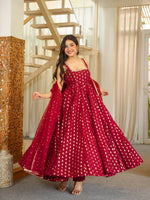 Anarkali Set with Fancy Lace &amp; Butterfly Net Dupatta