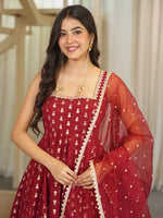 Anarkali Set with Fancy Lace &amp; Butterfly Net Dupatta