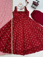 Anarkali Set with Fancy Lace &amp; Butterfly Net Dupatta