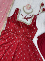 Anarkali Set with Fancy Lace &amp; Butterfly Net Dupatta