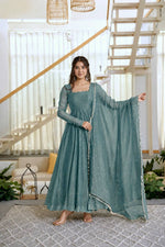 Gown with Pent &amp; Dupatta Set – Elegant Ethnic Wear with Foil Work