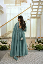 Gown with Pent &amp; Dupatta Set – Elegant Ethnic Wear with Foil Work