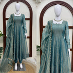 Gown with Pent &amp; Dupatta Set – Elegant Ethnic Wear with Foil Work