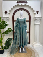 Gown with Pent &amp; Dupatta Set – Elegant Ethnic Wear with Foil Work